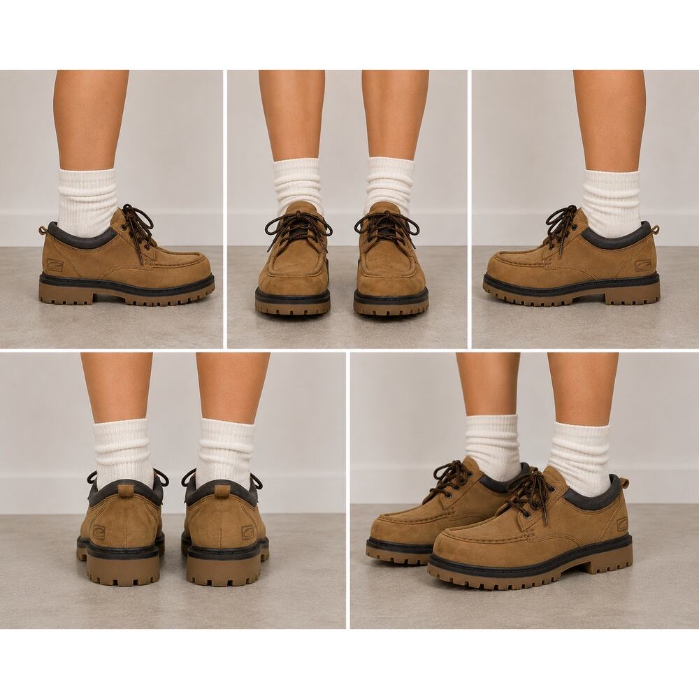 Women’s Y2k Vintage Candies Chunky Lace Up Nubuck Boots Size 7.5 Brown Grunge